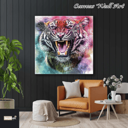 tiger wall art, animal wall decor, nature wall art decor, roll up canvas, stretched canvas art, framed wall art painting