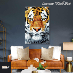 tiger wall art, forest king canvas art, animal wall decor, roll up canvas, stretched canvas art, framed wall art paintin