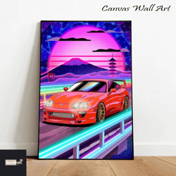 toyota supra canvas, sports car wall art, car wall decor, rolled canvas print, gifts for car wall art decor-2