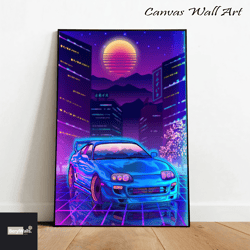 toyota supra canvas, sports car wall art, car wall decor, rolled canvas print, gifts for car wall art decor-3