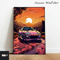 toyota supra canvas, sports car wall art, car wall decor, rolled canvas print, gifts for car wall art decor