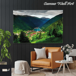 trabzon uzungl long lake black sea mountain nature landscape roll up canvas, stretched canvas art, framed wall art paint