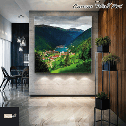 trabzon long lake uzungl mountain and lake black sea nature landscape roll up canvas, stretched canvas art, framed wall