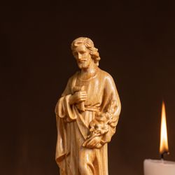 st. joseph patron saint of workers wood carvings - religious art for home decor, catholic art,  home decor and gifts