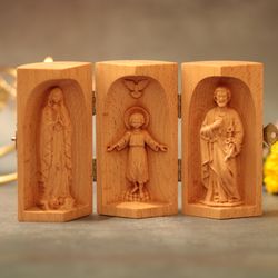 all style wooden prayer altar catholic triptych portable altar catholic statue home decor mini catholic altar triptych