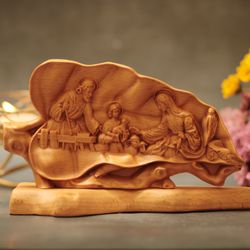 holy family figurine, religious home decor catholic statue, religious catholic statue, wooden religious gifts, wood carv