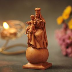 our lady of peace wooden statue holding baby jesus sculpture, religious catholic statue,best family gift,mother's day gi