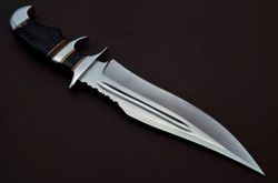 handmade d2 steel bowie knife hunting knife with horn handle