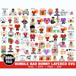 300 bad bunny svg bundle, bad bunny svg bundle, instant download, bundle for svg, png, eps, dxf file