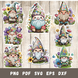 easter spring gnome printable stickers bundle