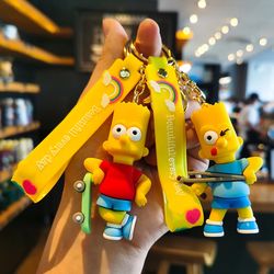 the simpsons keychains cartoon anime figure pendant kawaii holder car bag key chain key ring phone hanging jewelry birth