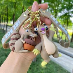 disney ice age anime figure keychain manny diego scrat sid kawaii pvc key chain bag accessories toys for kids birthday g