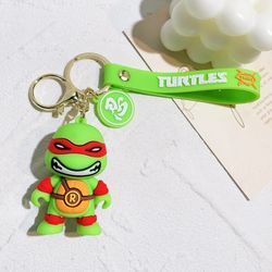 teenage mutant ninja turtles keychain raphael donatello action figure model keyrings for backpack keyholder for kids toy
