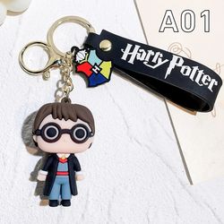 harri potter keychain anime action figure doll aesthetic keychains silicone key ring cosplay toys cute backpack car keyr