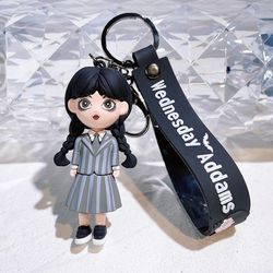 wednesday addams acrylic keychain animated addams family figure pendant keyring gift for fans decoration wholesale