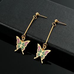 anime demon slayer ear drop earrings kimetsu no yaiba kochou shinobu butterfly pendant earrings for women jewelry access