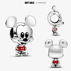 disney mickey mouse red trousers charm bead fits pandora original bracelet for women 925 silver pendant beads jewelry ho