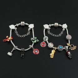 marvel charm bracelet iron man beaded bracelet captain america shield thor hammer hulk thanos pendant diy jewelry bracel