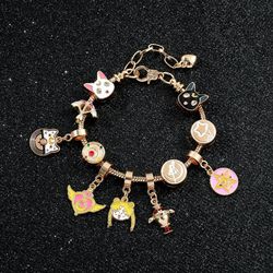 sailors moon creative figure charm bracelets for women teen girls classic anime cosplay accessories gifts for fans