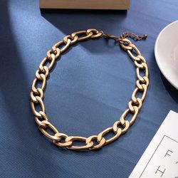 european and american new metal chain gold plated short thick chain retro matte niche minimalist collarbone chain