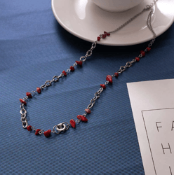 red emperor stone splicing short chain original versatile fashion simple retro trendy necklace light luxury and high