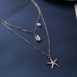 bohemian summer exquisite starfish necklace pearl small conch short chain can be worn separately in the ocean series