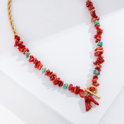 red coral chips dyed fashion bohemia necklace loose for jewelry making stand string beaded items women all