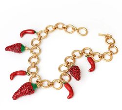 rhinestone enamel hot red pepper charms choker necklace women girls cluster pendant necklace statement collar