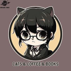 cats coffee books  png design