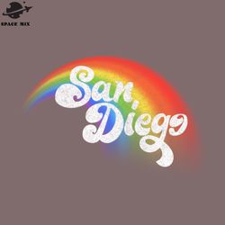 san diego faded retro rainbow typography  png design