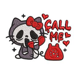 call me scream hello kitty embroidery design, hallokitty embroidery, cartoon design, embroidery file, digital download.