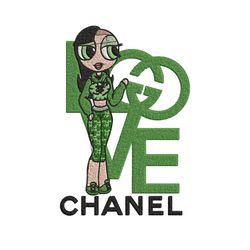 chanel green girl embroidery design, chanel embroidery, embroidery file, brand embroidery, logo shirt, digital download