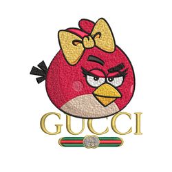 girl bird gucci embroidery design, angry birds embroidery, cartoon design, embroidery file, logo shirt, instant download