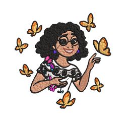 girl with butterfly cartoon embroidery design, cartoon embroidery, cartoon design, embroidery file, instant download.