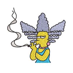 marge simpson smoking embroidery design, marge simpson embroidery, cartoon design, embroidery file, digital download.