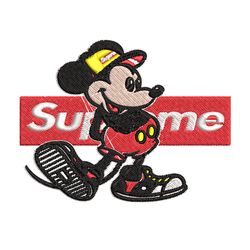 mickey mouse supreme embroidery design, disney embroidery, disney design, embroidery file, logo shirt, digital download.