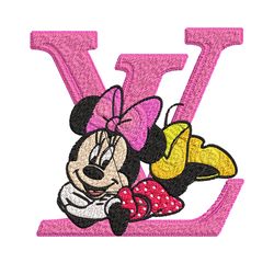 minnie pink lv embroidery design, lv embroidery, brand embroidery, embroidery file, logo shirt, digital download