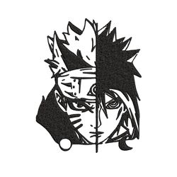 sasuke and naruto black and white embroidery design, naruto embroidery, anime design, embroidery file, instant download.