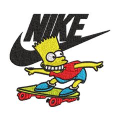 simpson funny nike embroidery design, simpson cartoon embroidery, nike design, embroidery file, instant download.