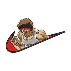 baki angry face embroidery design, baki anime embroidery, nike design, embroidery file, anime shirt, digital downloadbak