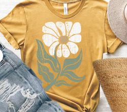 boho daisy flower tee shirt, botanical tee, boho tee, wildflower shirt, plant shirt botanical shirt, retro floral t-shir