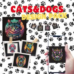 70 cats&dogs svg design|cat clipart|dog clipart|cat t-shirt design|dog t-shirt design|cyberpunk design|animal design|ami