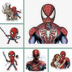 spiderman sticker 50,spiderman bundle svg , print cut stickers, marvel sticker pack , spiderman printable sticker