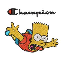 bart simpson champion embroidery design, simpson embroidery, cartoon design, embroidery file, instant download.