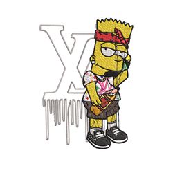 bart simpson lv embroidery design, lv embroidery, embroidery file, simpson embroidery, logo shirt, digital download