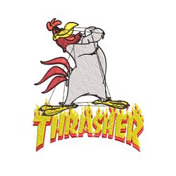 foghorn leghorn thrasher embroidery design, foghorn leghorn embroidery, logo design, embroidery file, instant download.