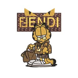 garfield fendi embroidery design, garfield fendi cartoon embroidery, cartoon design, embroidery file, digital download.