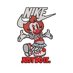 just do it pennywise embroidery design, cartoon embroidery, nike design, embroidery file, nike logo. instant download.