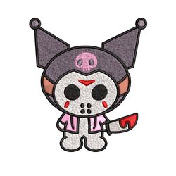 kuromi jason voorhees embroidery design, halloween embroidery, cartoon design, embroidery file, digital download