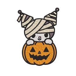 kuromi mummy embroidery design, halloween embroidery, embroidery file, cartoon design, logo shirt, digital download.